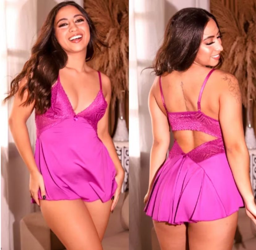 Camisola sexy com renda sem bojo costa nua sensual pijama roupa de dormi costas abertas