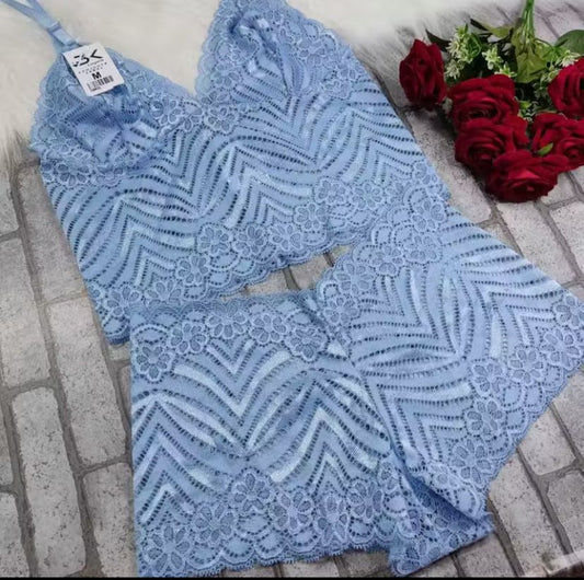 Conjunto Lingerie Espera Marido Plus Size Cropped + Calcinha Calesson Sem Bojo Renda