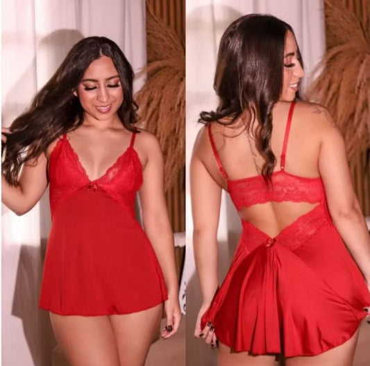Camisola sexy com renda sem bojo costa nua sensual pijama roupa de dormi costas abertas